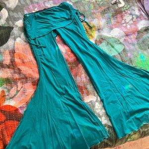 Melodia Skirted Bamboo Flare Pants, Teal, S